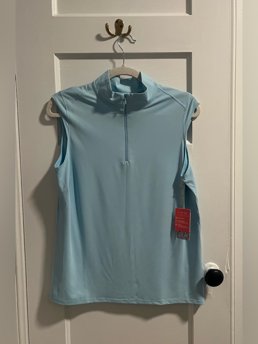 Stella Parker Women’s Size Medium Light Blue Zip Tank Top